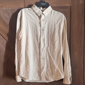 Men's Casual Beige Button Down Shirt